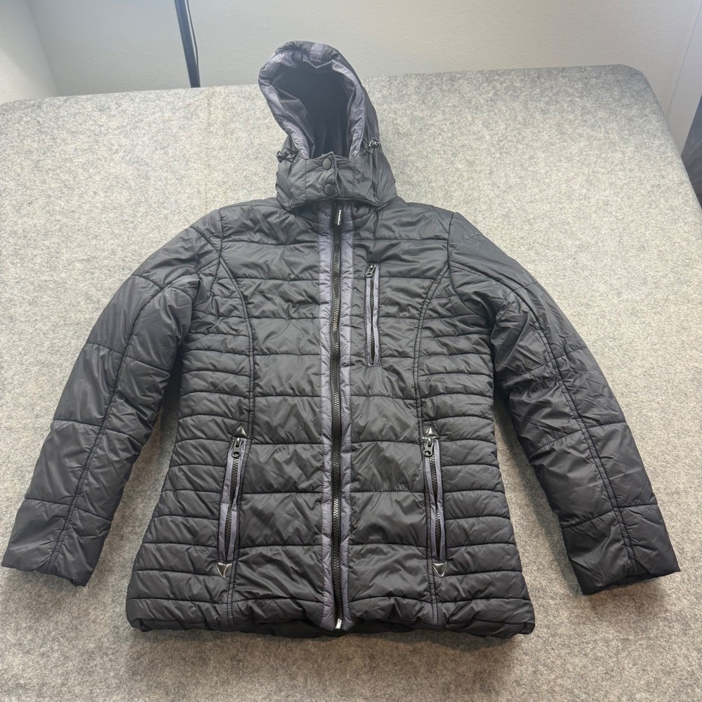 RefrigiWear Pure Soft Puffer Jacket Womens S Black Hooded Insulated 0473R